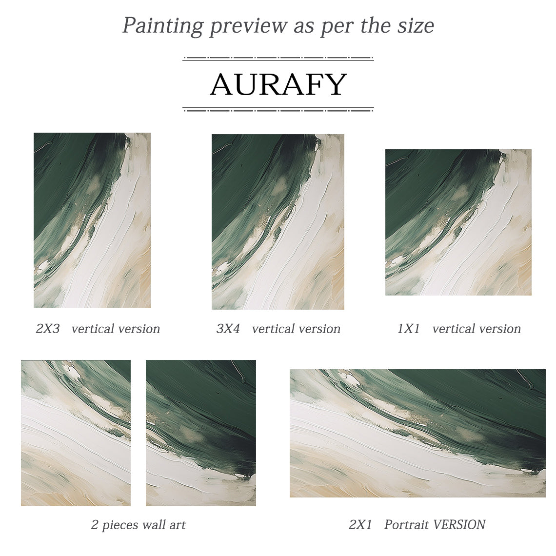 General Abstract White Modern Organic Art with Knife Strokes Thick Impasto Fluid Green Layers AURA489