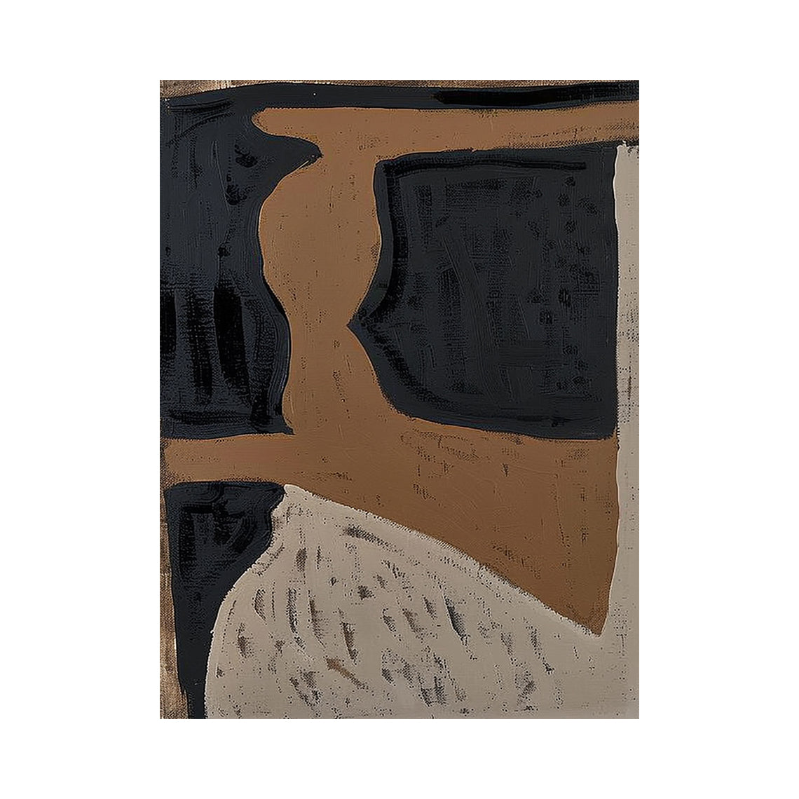 Abstract Knife Textured Brown Black Tactile Minimalist Luxe Neutral Wall Artwork AURA792