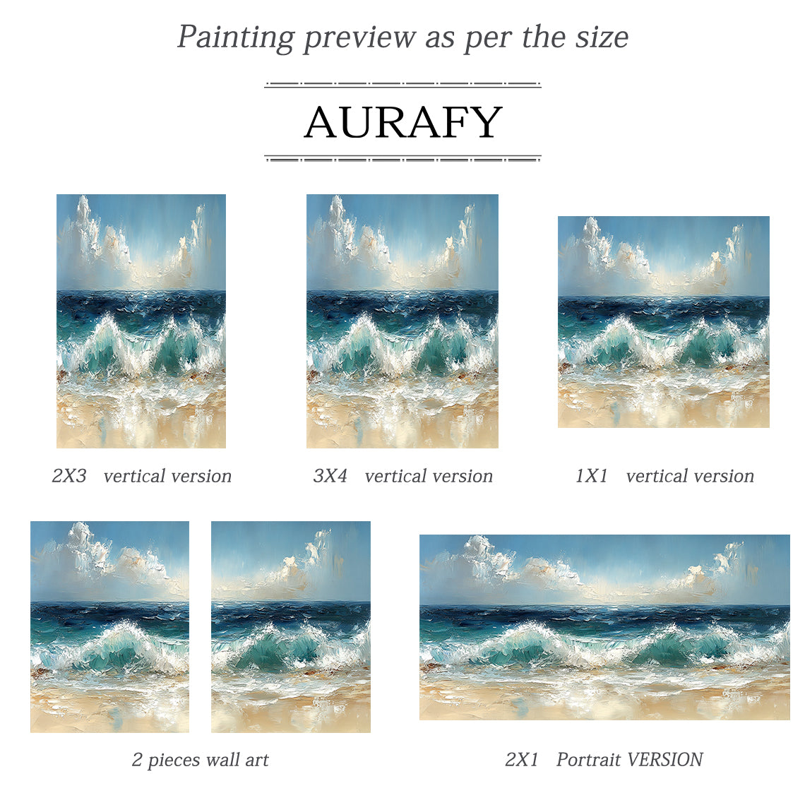 Unique 3D Textured Blue Beige Painting Modern Home Wall Decor AURA402