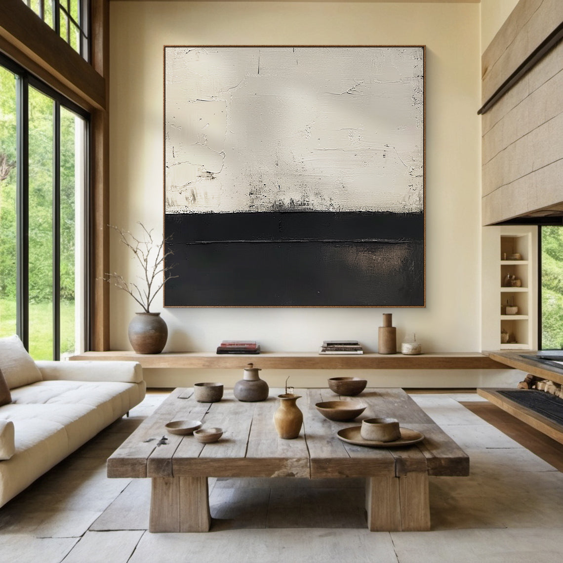 Silent Divide-Black & White Abstract Art-AURA125