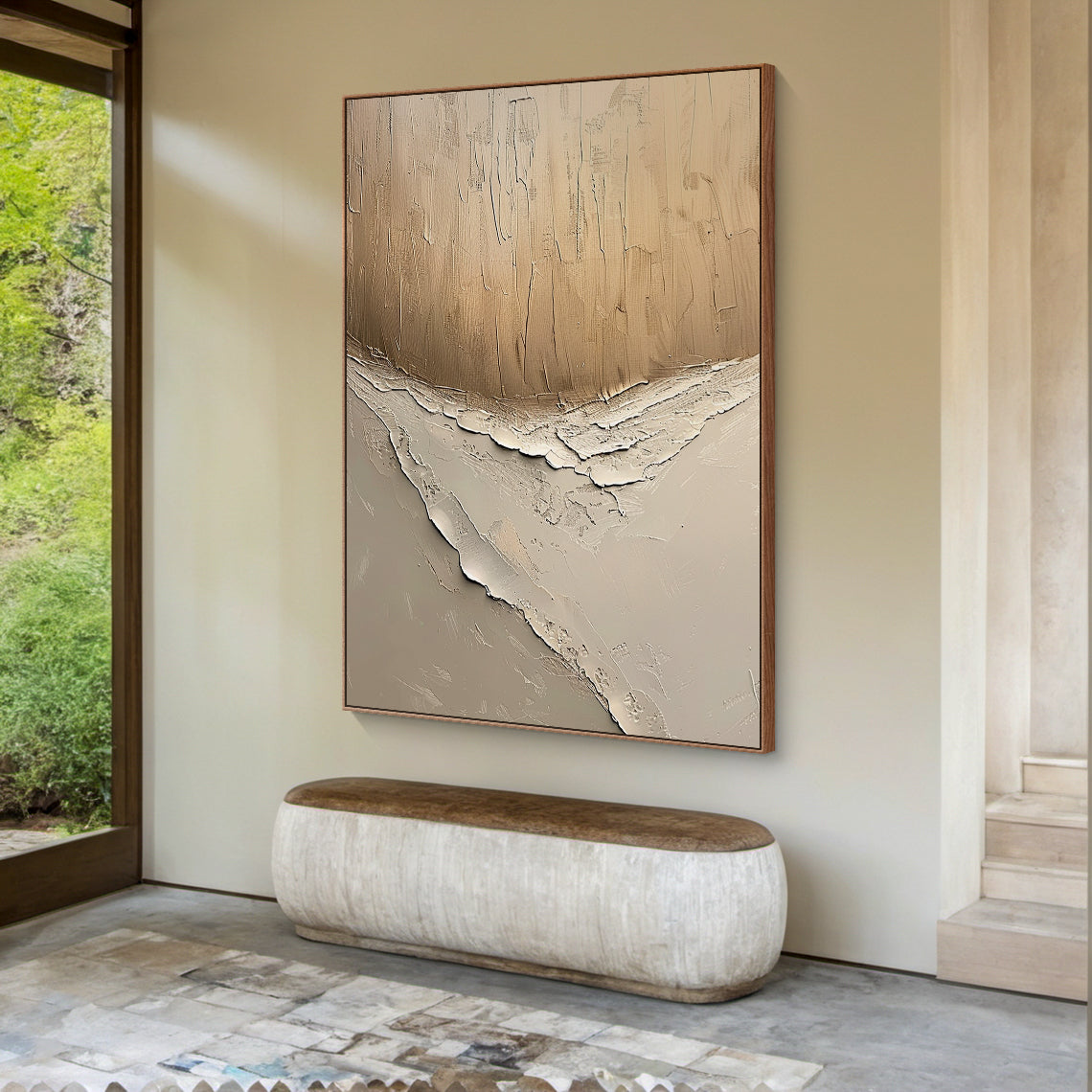 Quiet Erosion-Beige & Brown Abstract Field-AURA147