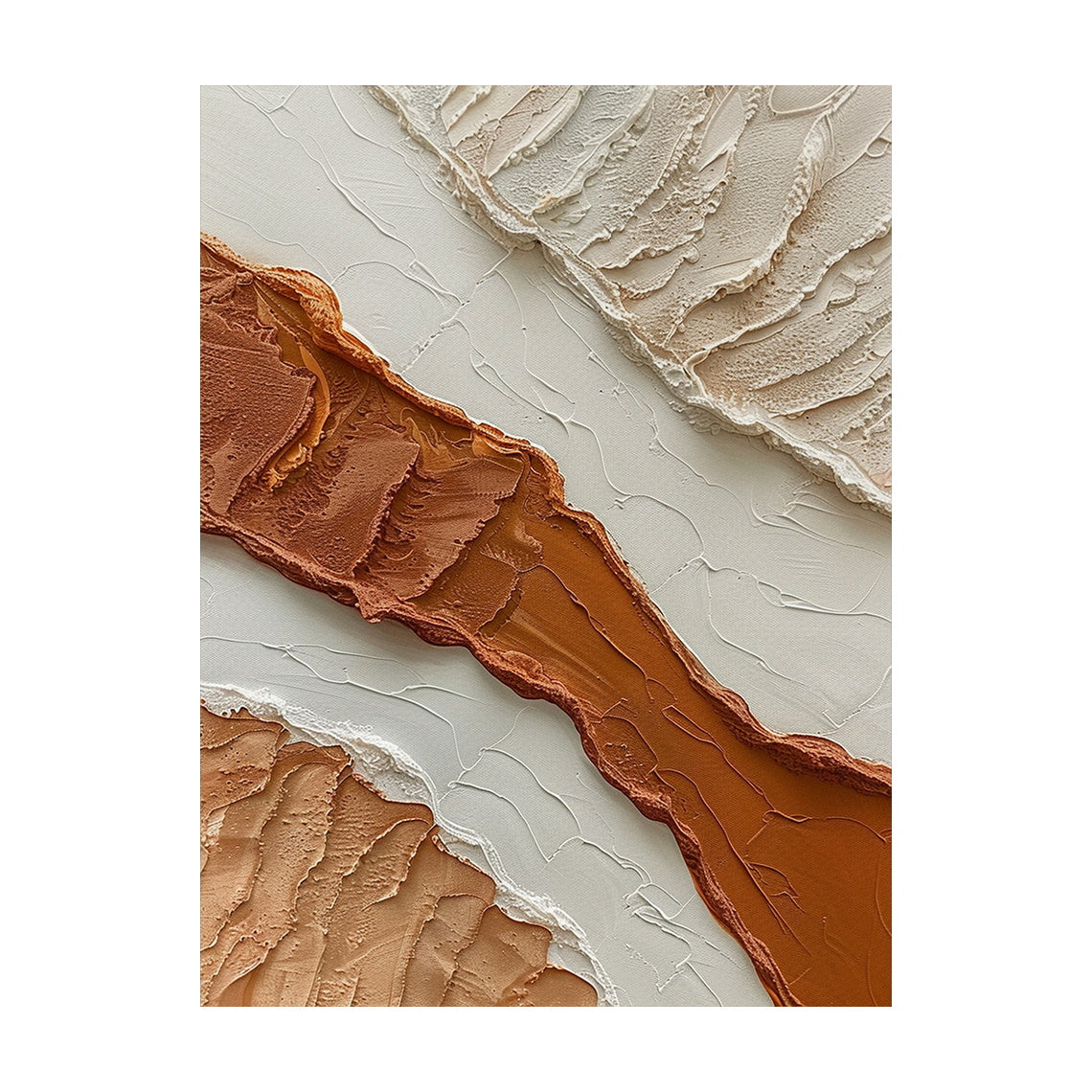 3D Textured Beige Brown Painting with Knife Strokes Tactile Surface Modern Organic Minimalist Luxe AURA448