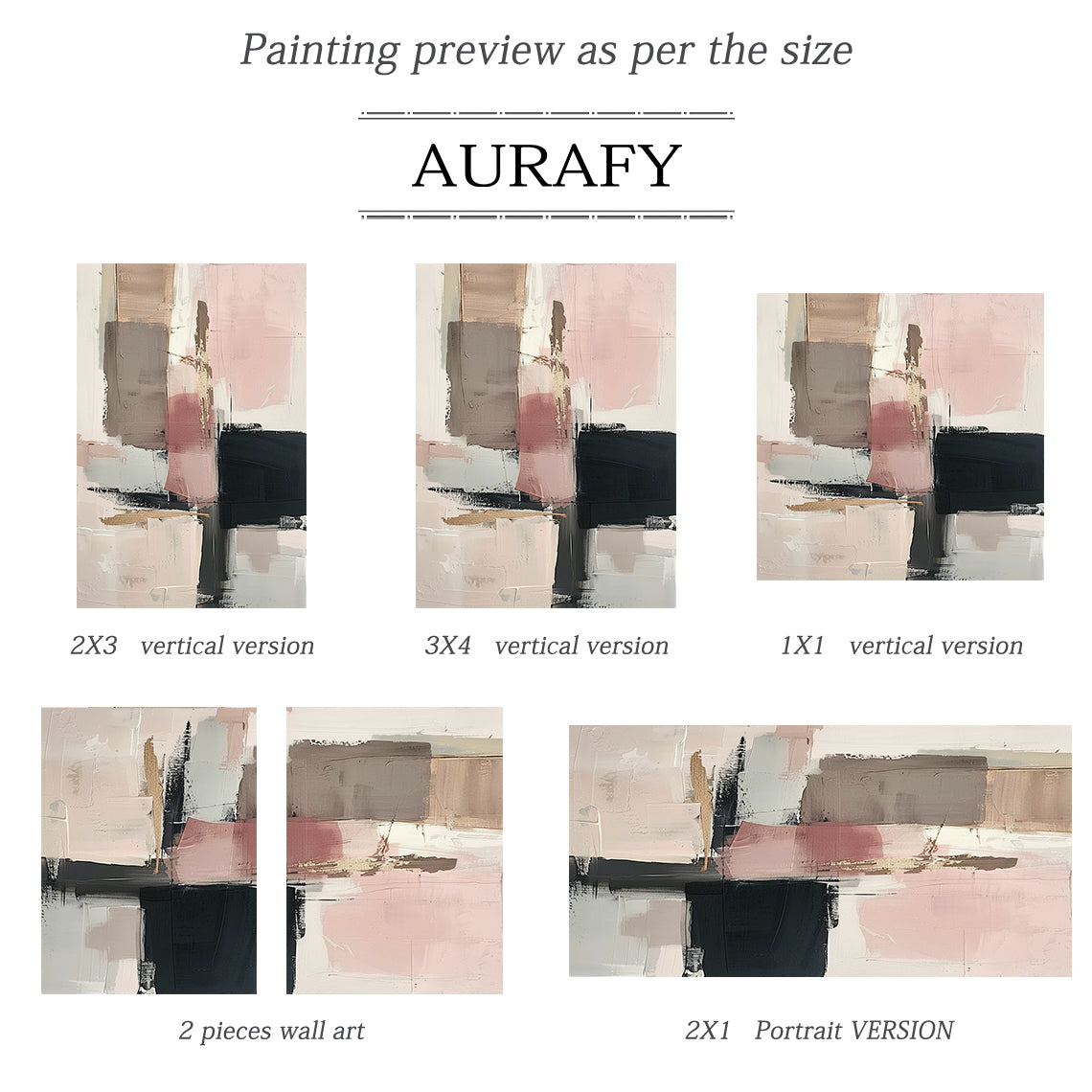 General Abstract Art Impasto Knife Strokes Pink Black Beige Tactile Luxe Modern Canvas AURA495