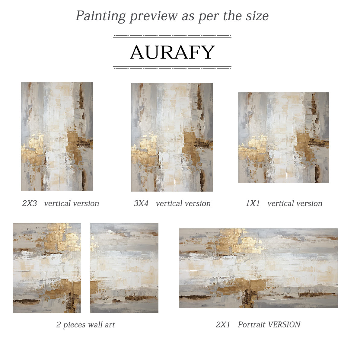 General Abstract Art White Beige Metallic Gold Impasto Texture Tactile Surface Modern Organic Canvas AURA485