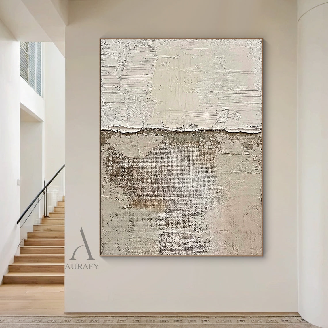 Beige Abstract Art Tactile Impasto Peeling Texture Wabi-Sabi Canvas Wall Decor Piece AURA637