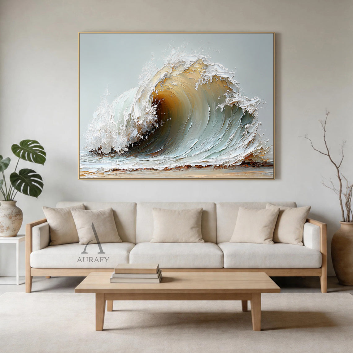 Beige 3D Textured Painting Modern Wall Art for Home Decor AURA401