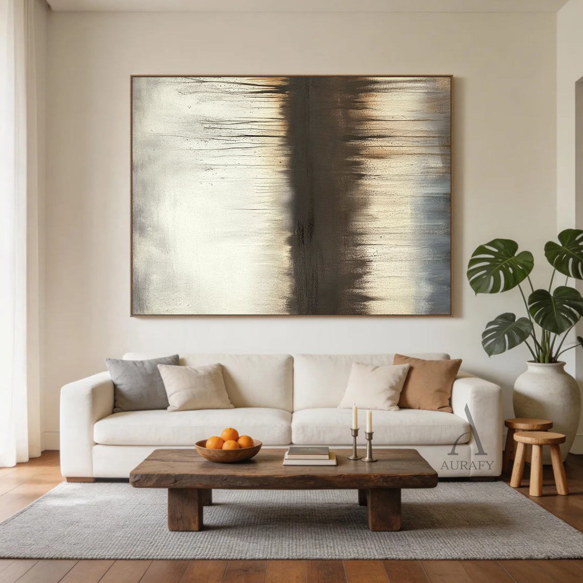 Wabi Sabi Beige Black Minimalist Home Decor Accent Piece AURA304