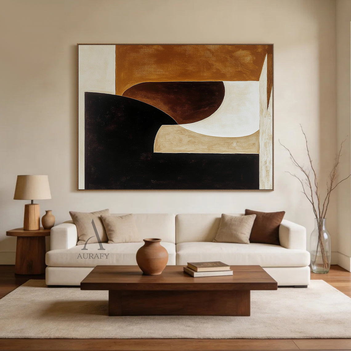 General Abstract Black Brown Living Room Wall Art Decor AURA278