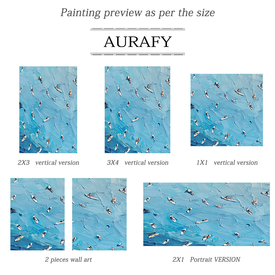 Blue Sea Surfing Art Impasto Texture Dynamic Surfer Scene Knife Strokes Vibrant Blue Tones AURA417