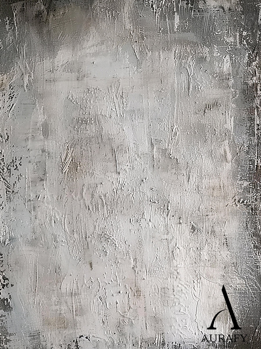 3D Textured Gray Abstract Painting Tactile Mottled Knife Strokes Modern Sculpted Canvas AURA479
