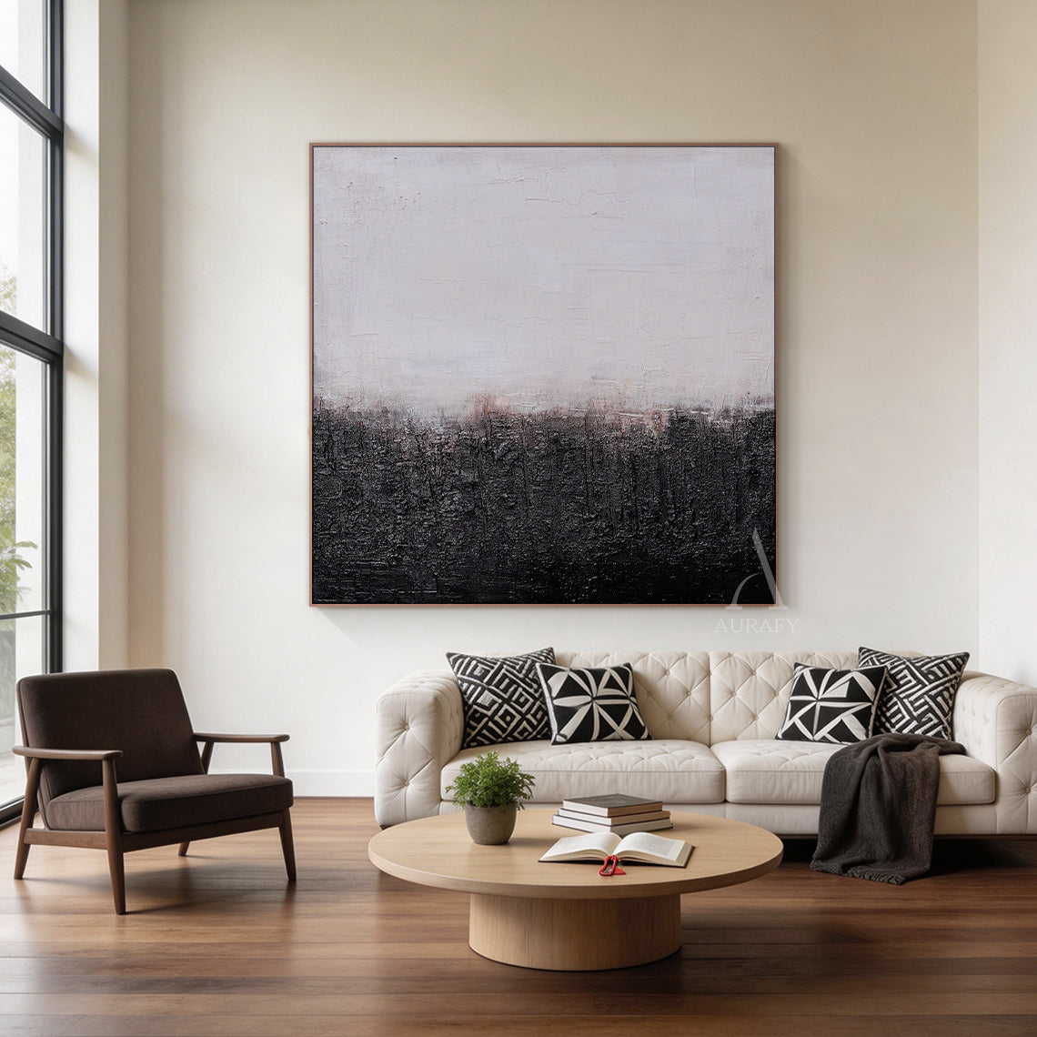 Black White Abstract Wall Art Modern Minimalist Living Room Decor AURA257