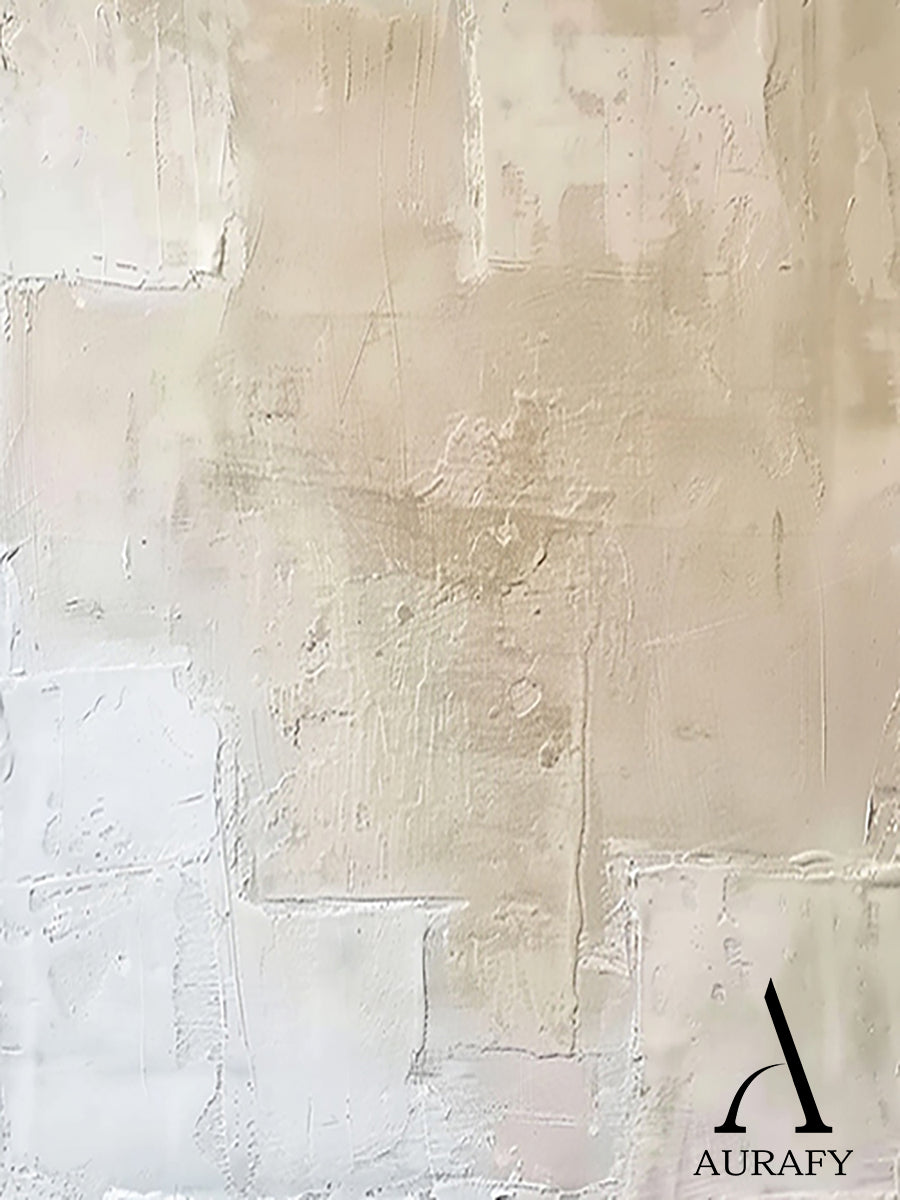 Wabi Sabi Beige Abstract Handcrafted High-Relief Plaster Tactile Wall Art Modern Organic AURA559