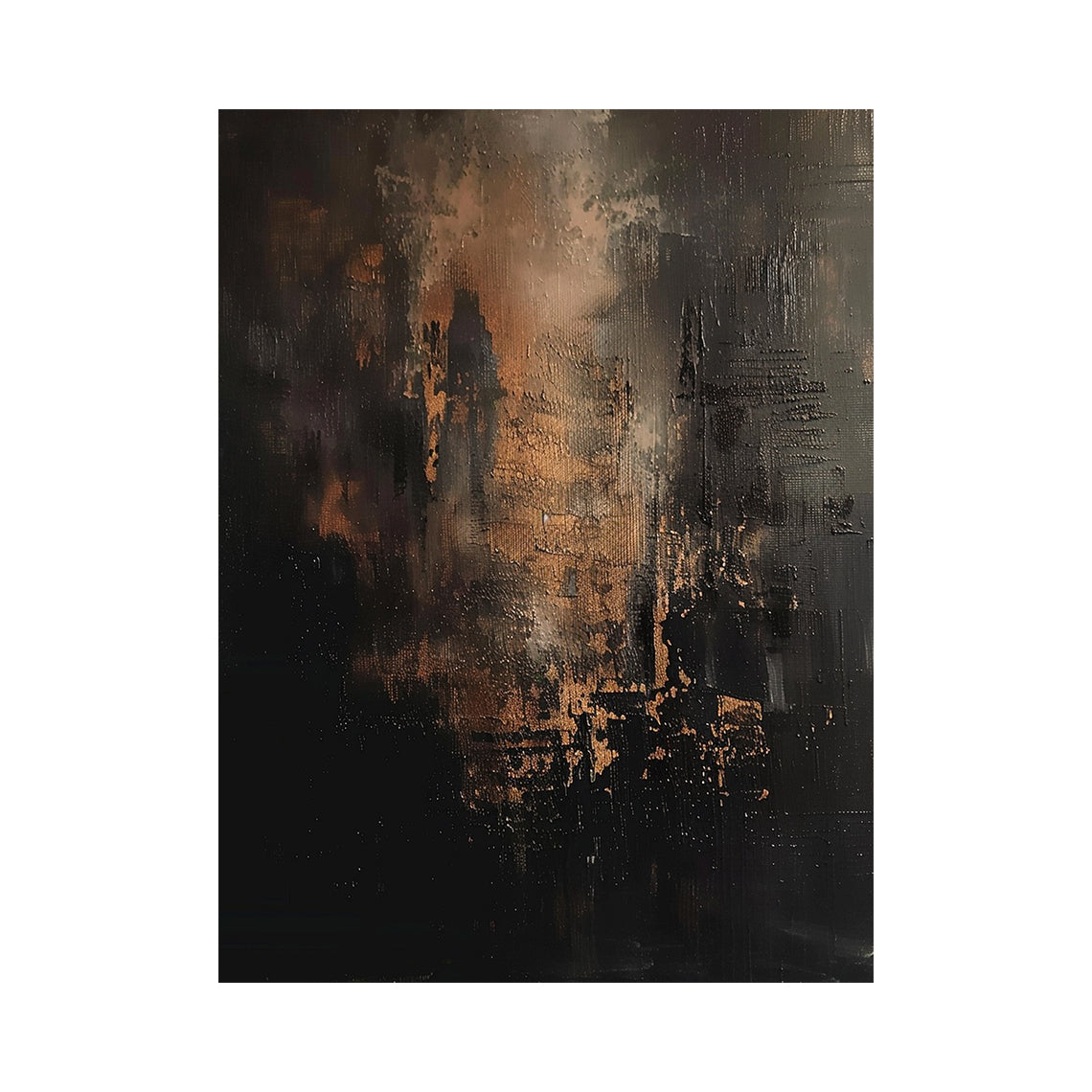 Bronze Through Black, Moody Textured Abstract Painting AURA872