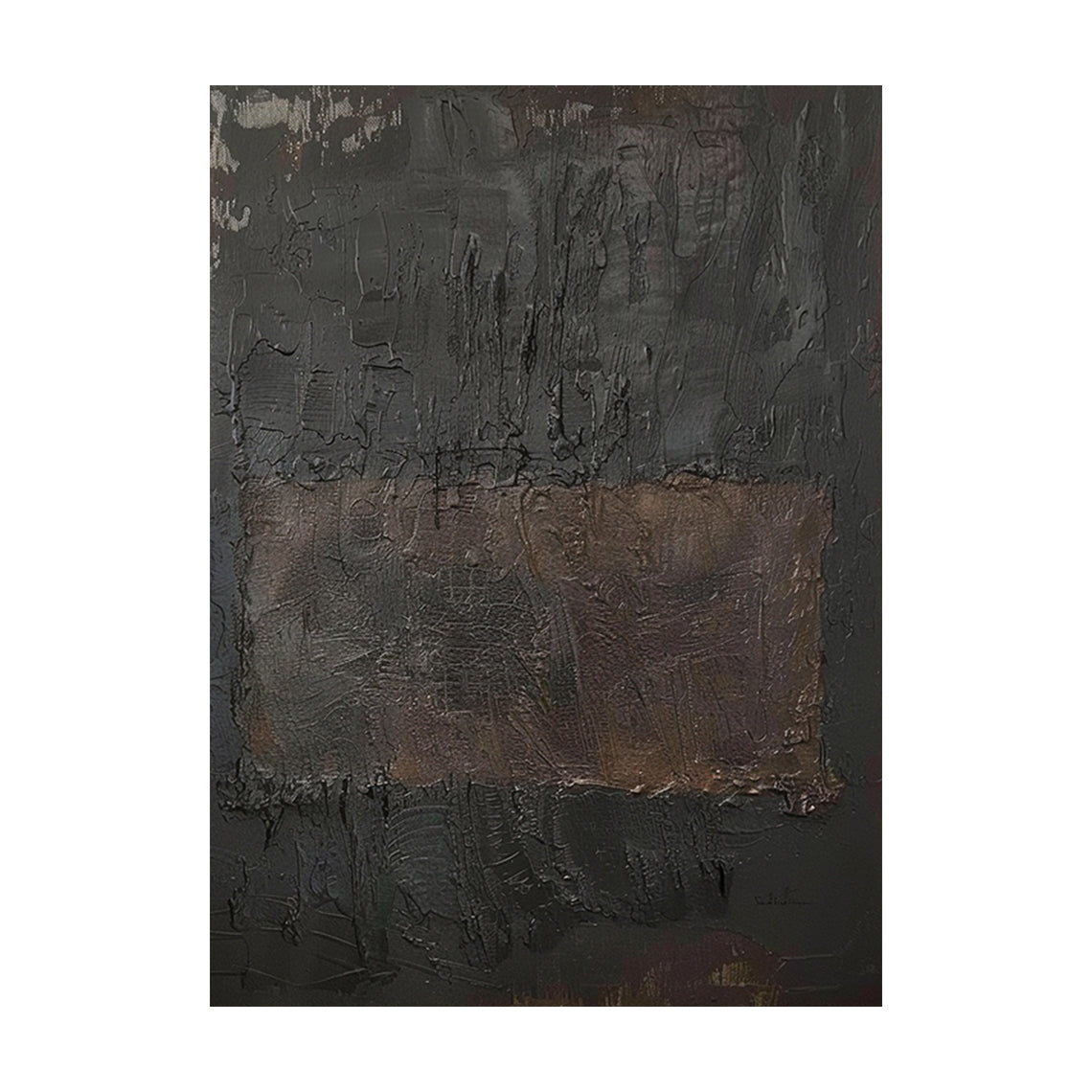Dark Brown & Charcoal Textured Abstract Wall Art - AURA818
