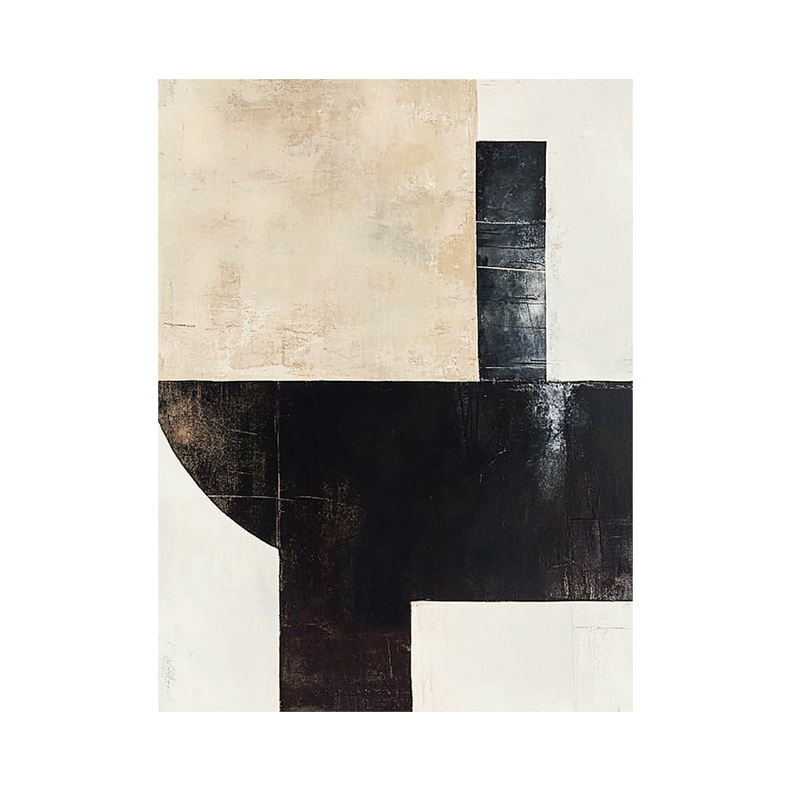 Beige & Black Minimalist Geometric Wall Art - AURA817