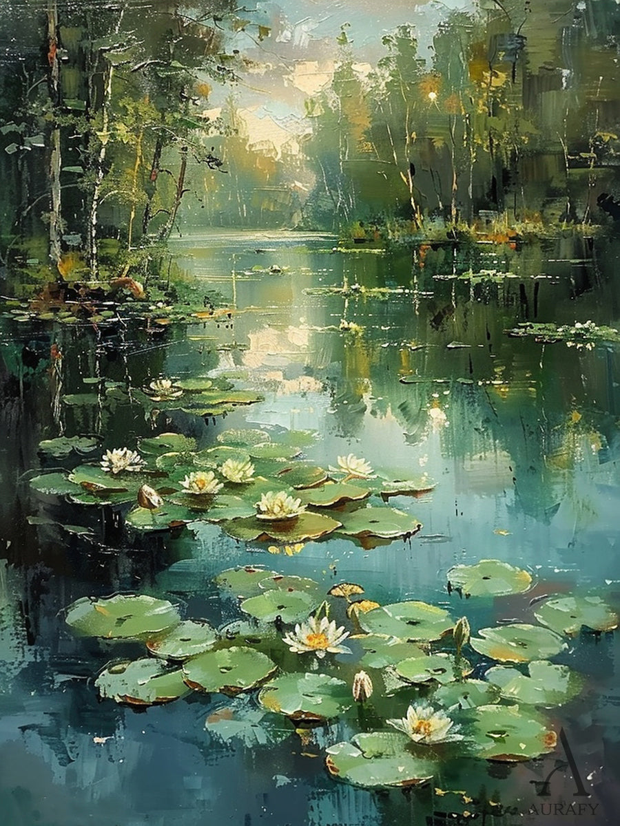 Nature-Inspired Green Landscape Wall Art for Home Decor AURA321