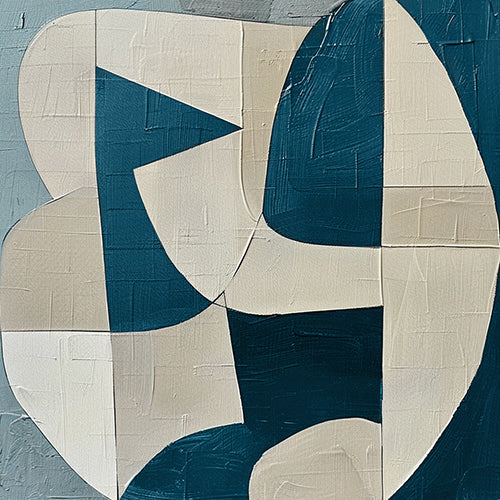 Textured Abstract Blue Beige Wall Art for Modern Living Room AURA164