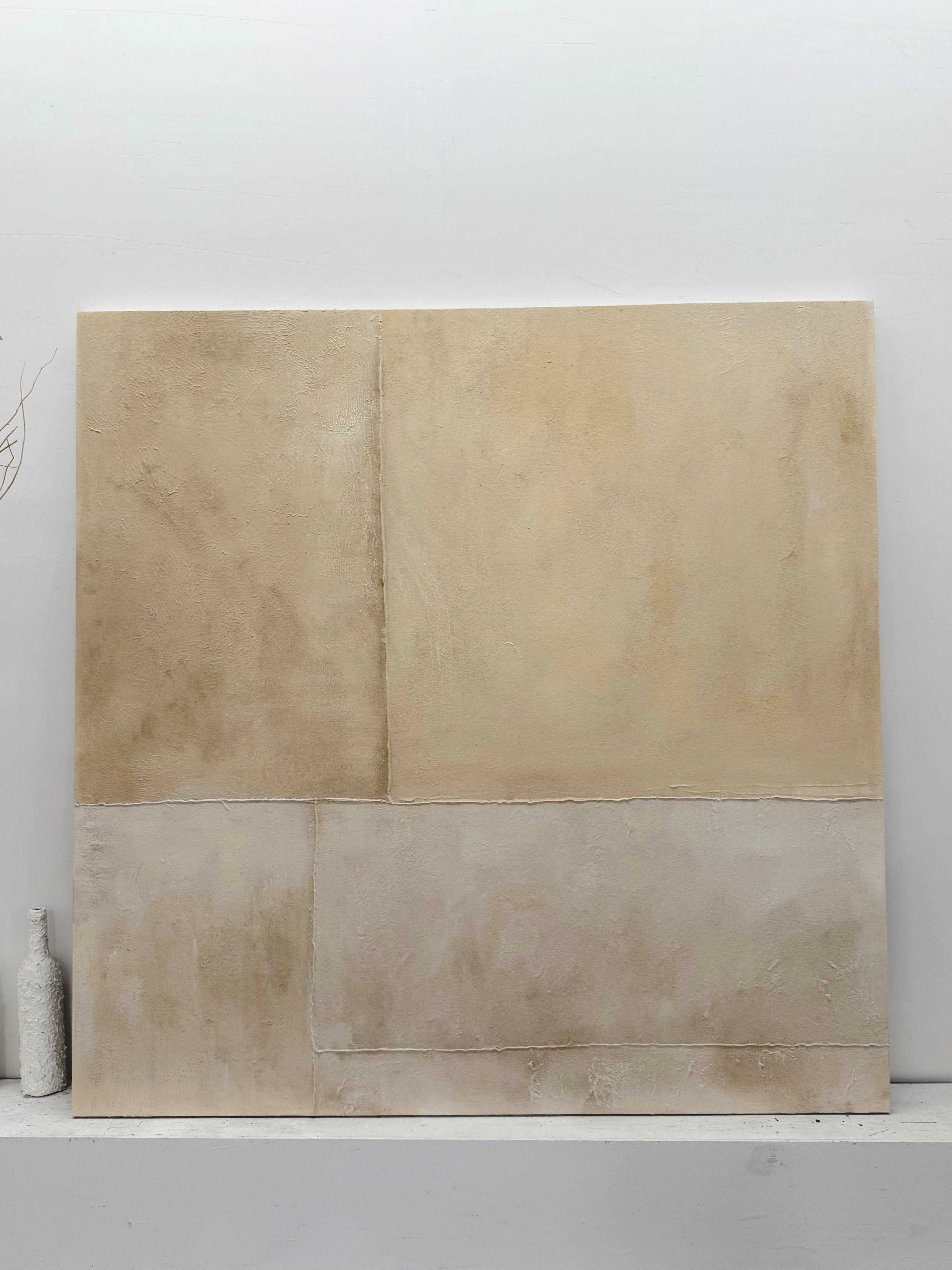 Beige Abstract Plaster Textured Wabi-Sabi Japandi Minimalist Tactile Canvas Neutral Modern Organic Wall Decor AURA733
