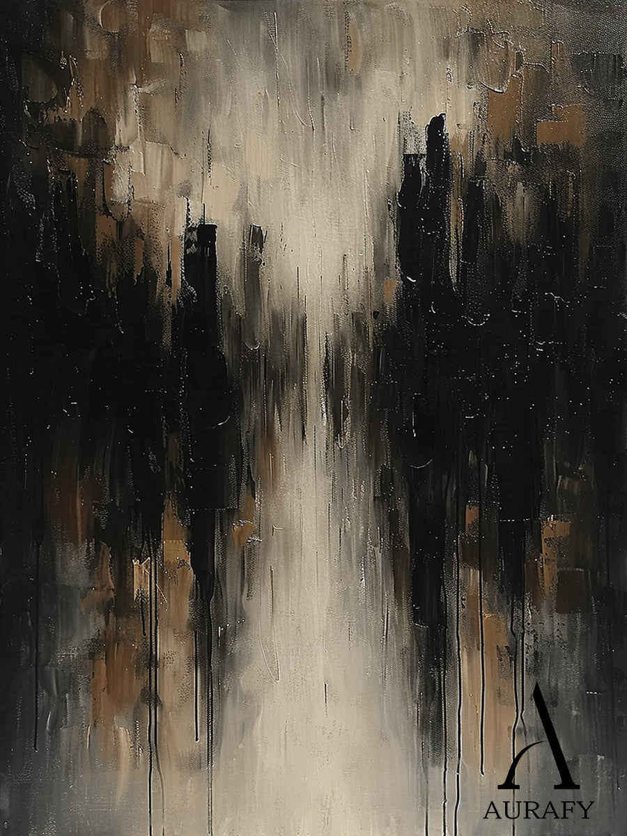 Brown Abstract Expressionist Art Thick Impasto Drip Tactile Textured Modern Organic Canvas AURA507
