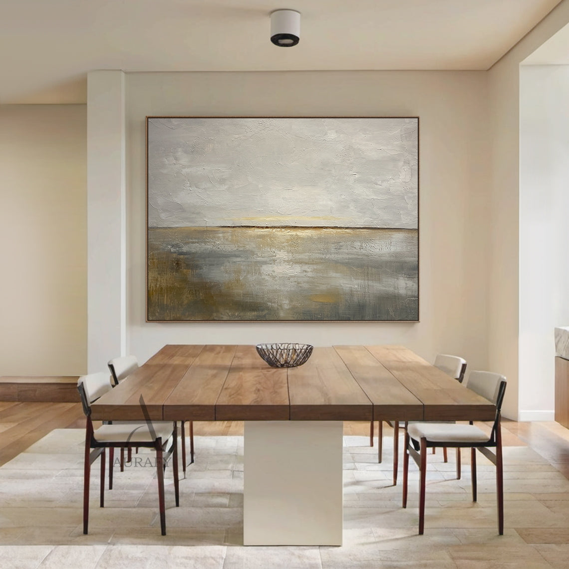 Abstract Beige Gray Art with Knife Strokes Tactile Surface Japandi Minimalist Canvas Wall Decor AURA625