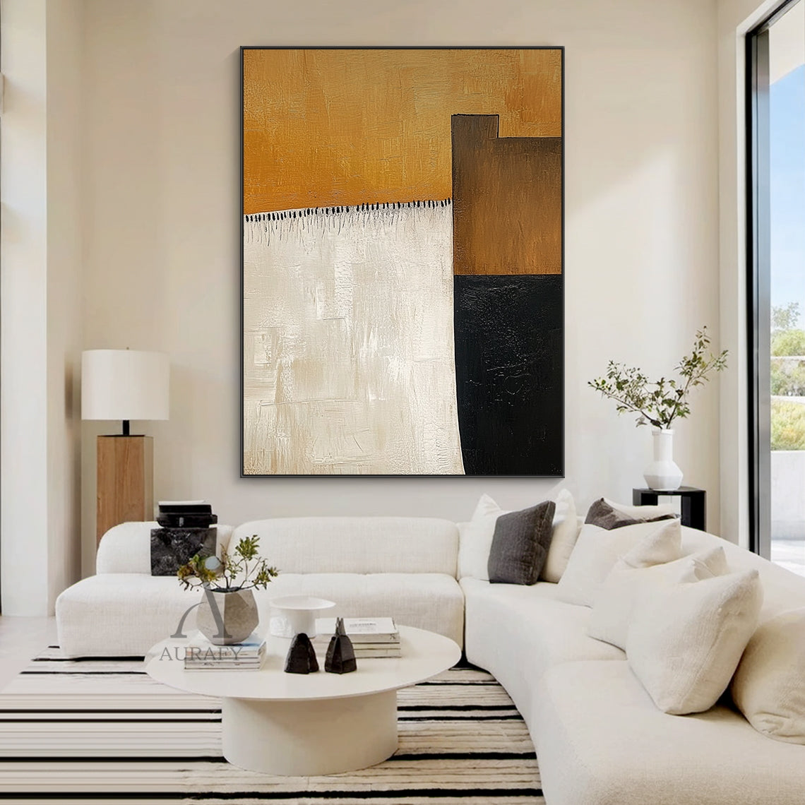 Abstract Brown Beige Wall Art Tactile Brush Stroke Thick Textured Modern Organic Piece AURA641