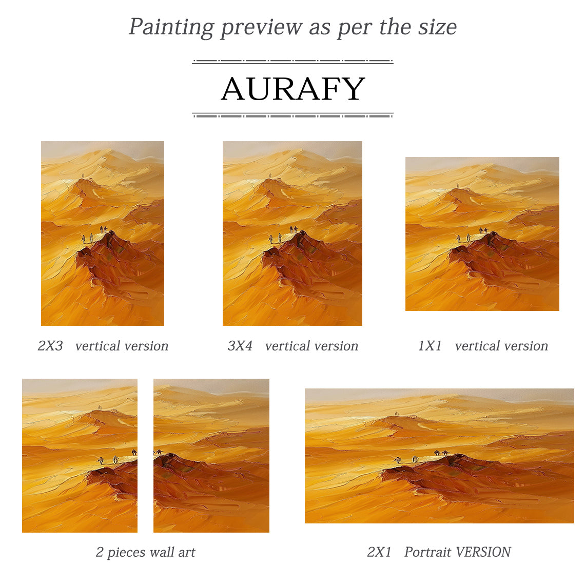 Yellow Landscape Impasto Oil Painting with Knife Strokes Tactile Surface and Exploring Figures AURA416