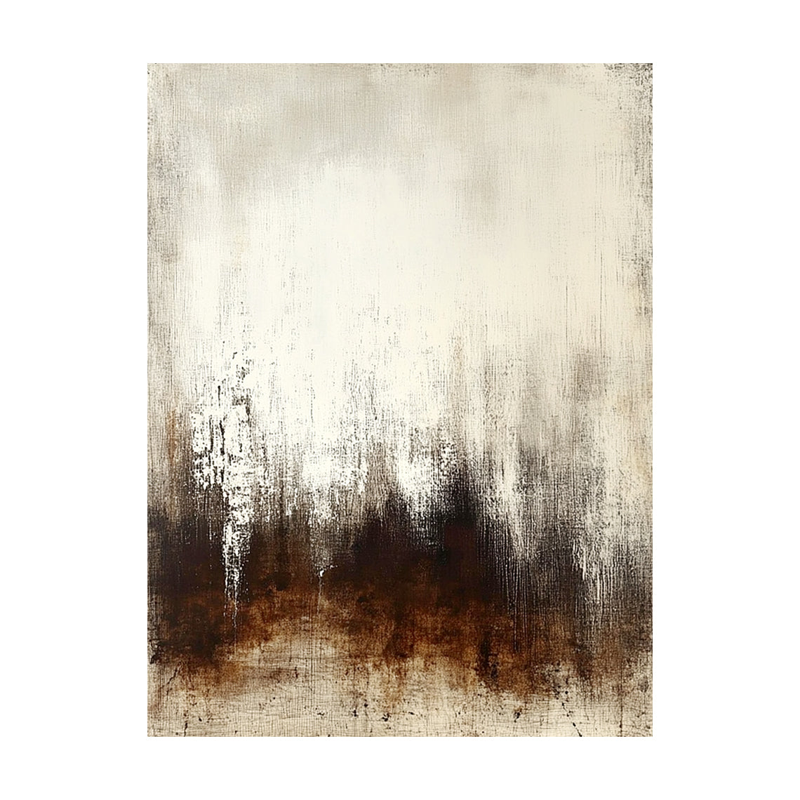 Abstract Beige Brown Art Tactile Vertical Stroke Wabi-Sabi Distressed Finish Modern Organic Wall Decor AURA606