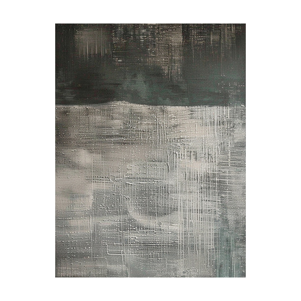 Wabi Sabi Black Gray Abstract Art Tactile Impasto Texture Interwoven Lines Irregular Scratches AURA578