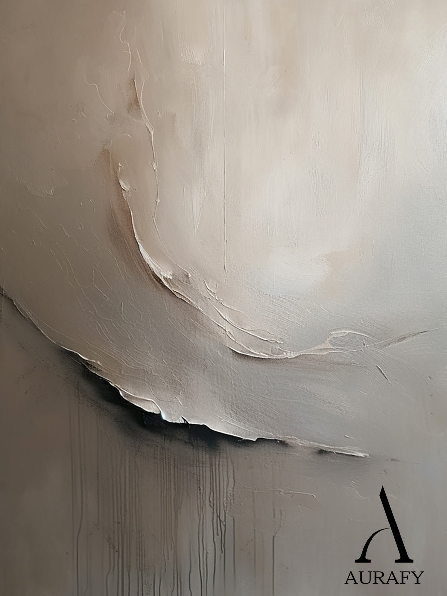 Minimalist Wall Art Gray Brown Tactile High-Relief Plaster Textured Modern Organic Canvas AURA545