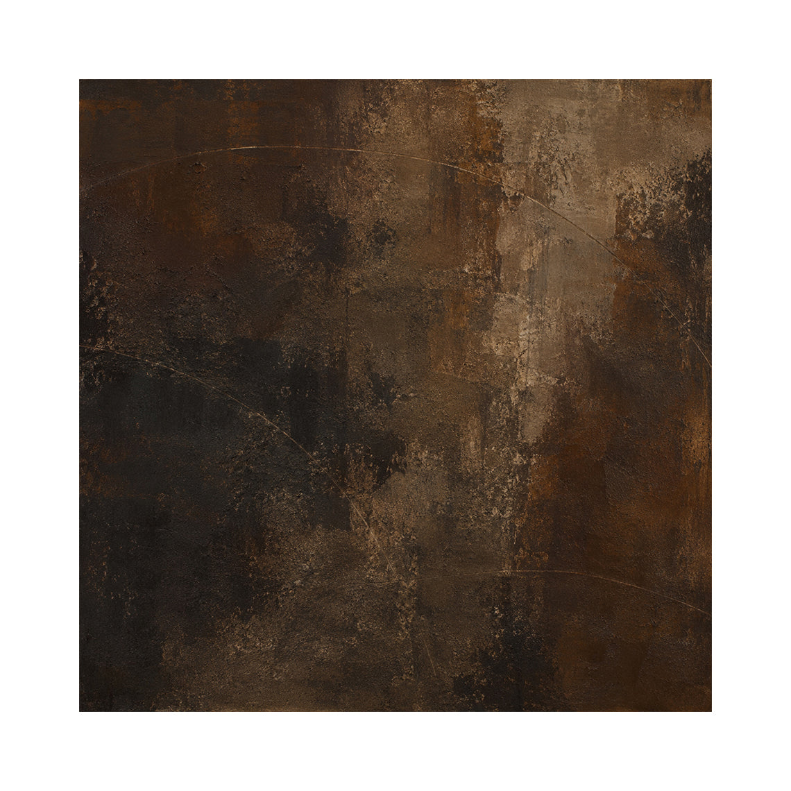 Arc Trace, Dark Brown Weathered Plaster Abstract Painting AURA871