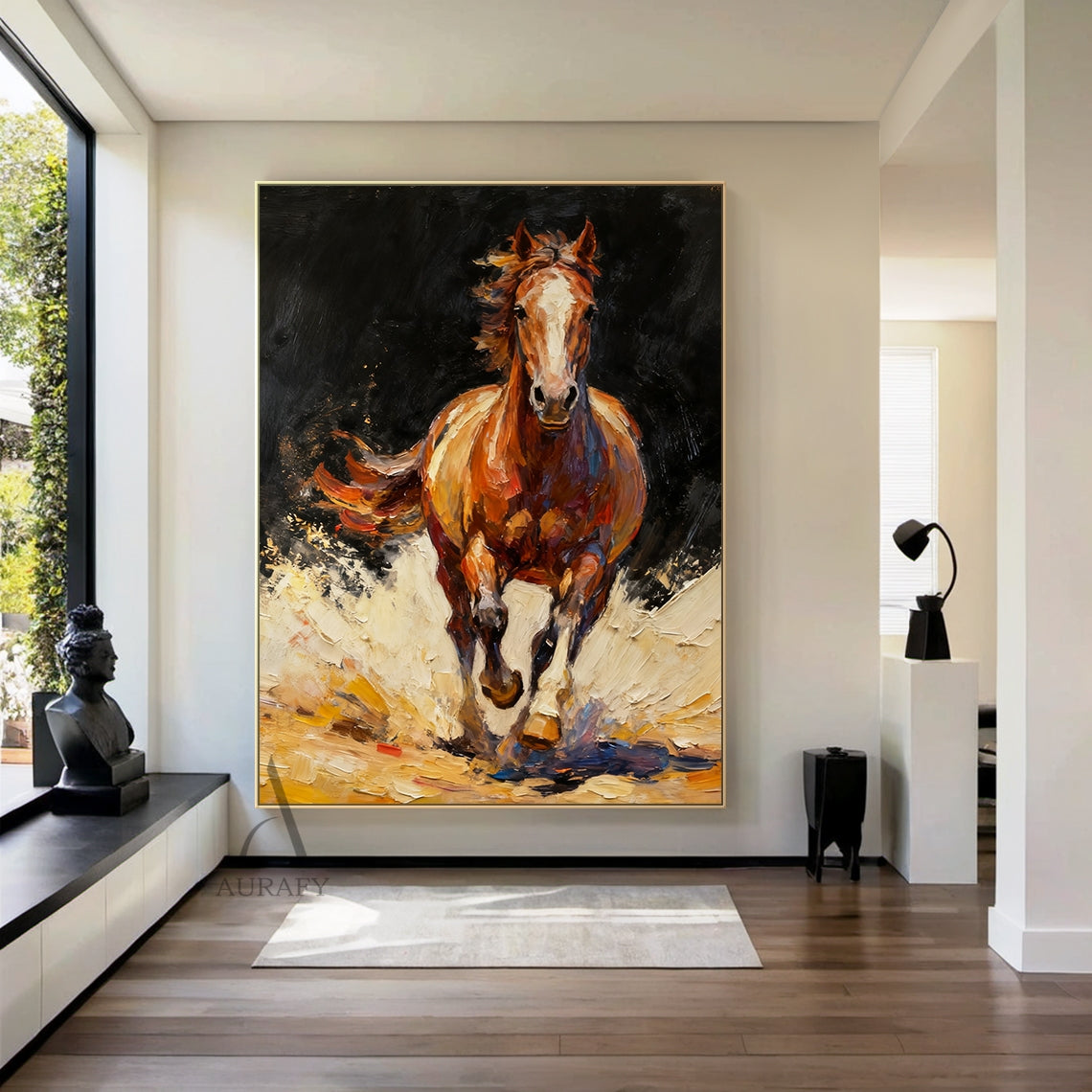 Galloping Brown Horse Wall Art - AURA666