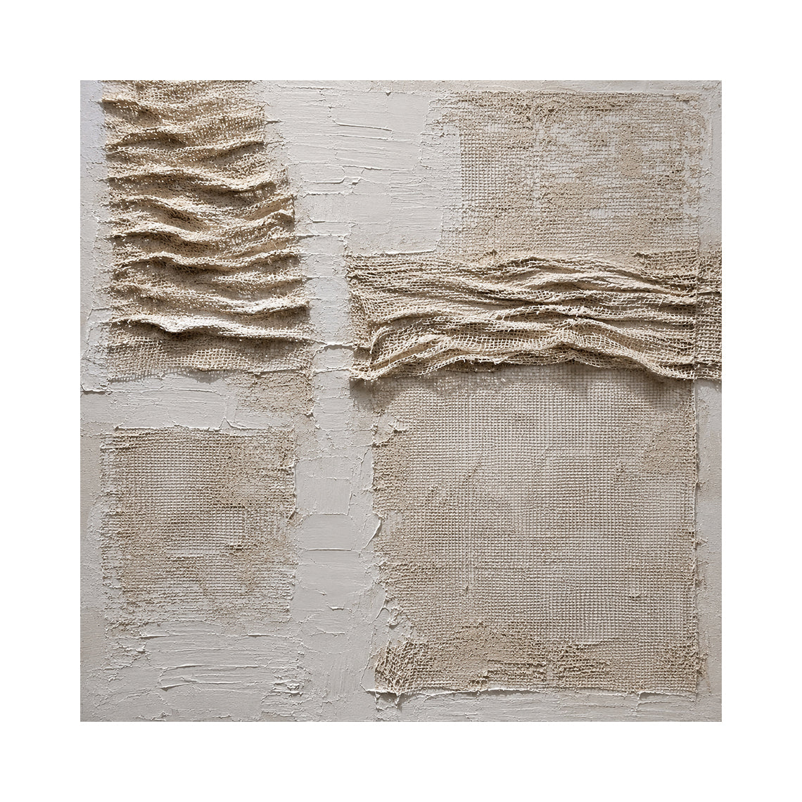 Soft Fold, Beige Brown Mesh and Plaster Textured Painting AURA857