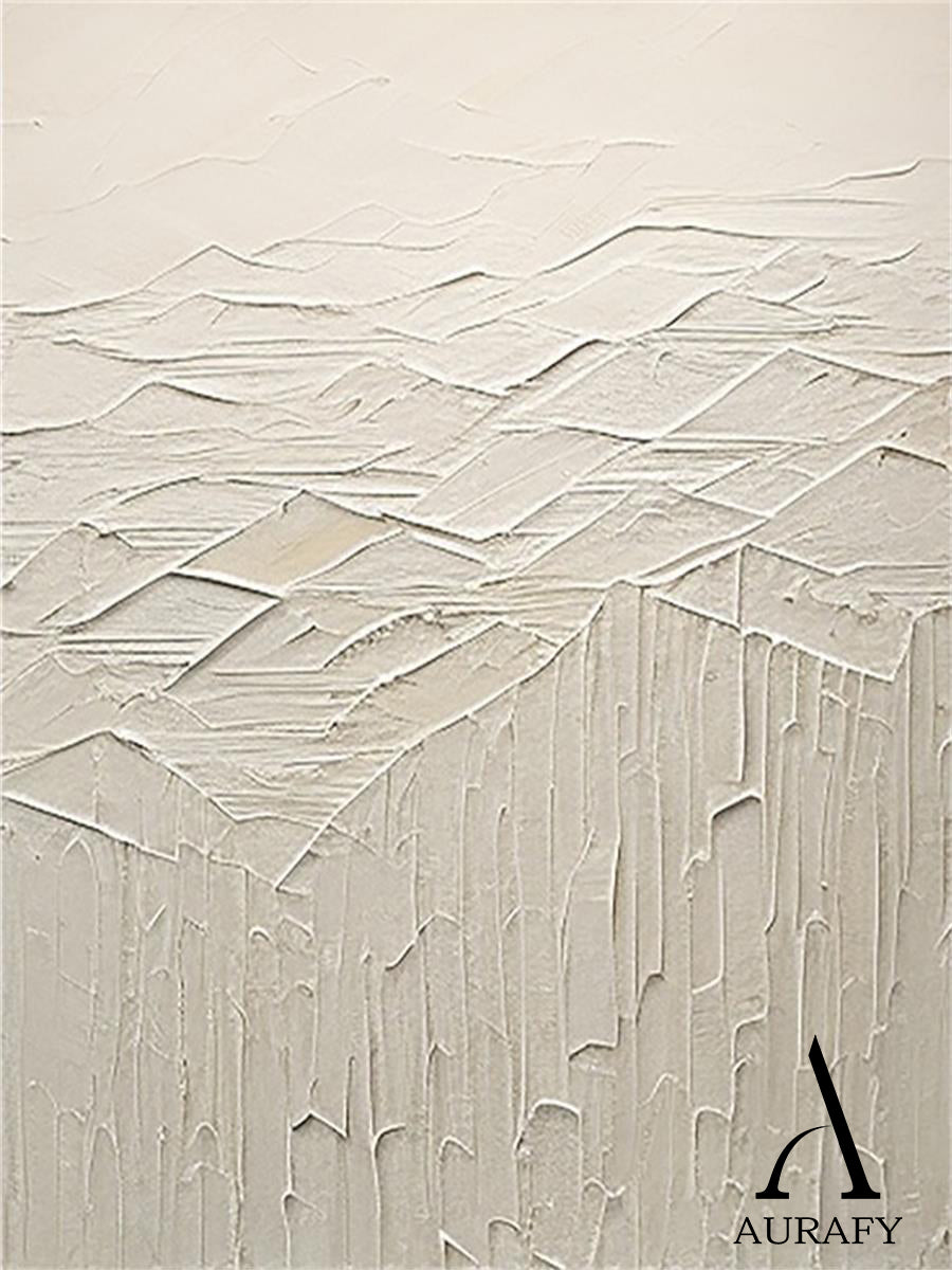 Beige Abstract Art Thick Impasto High-Relief Tactile Sculpted Minimalist Luxe AurafyArt Wall Decor AURA501