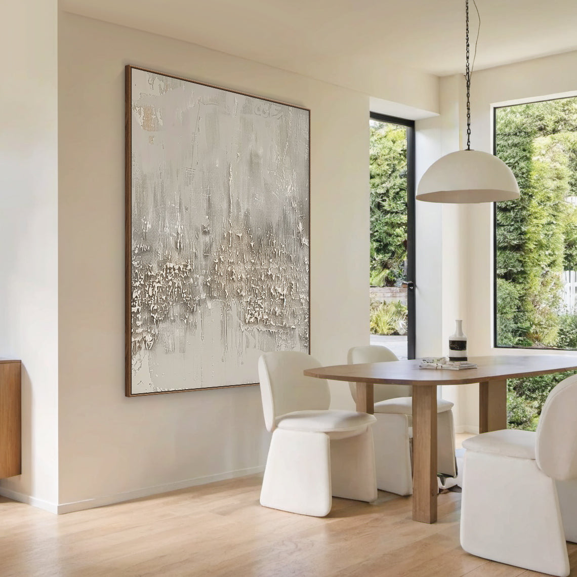 Distressed Drip Canvas-Soft Gray & Cream Tones-AURA024