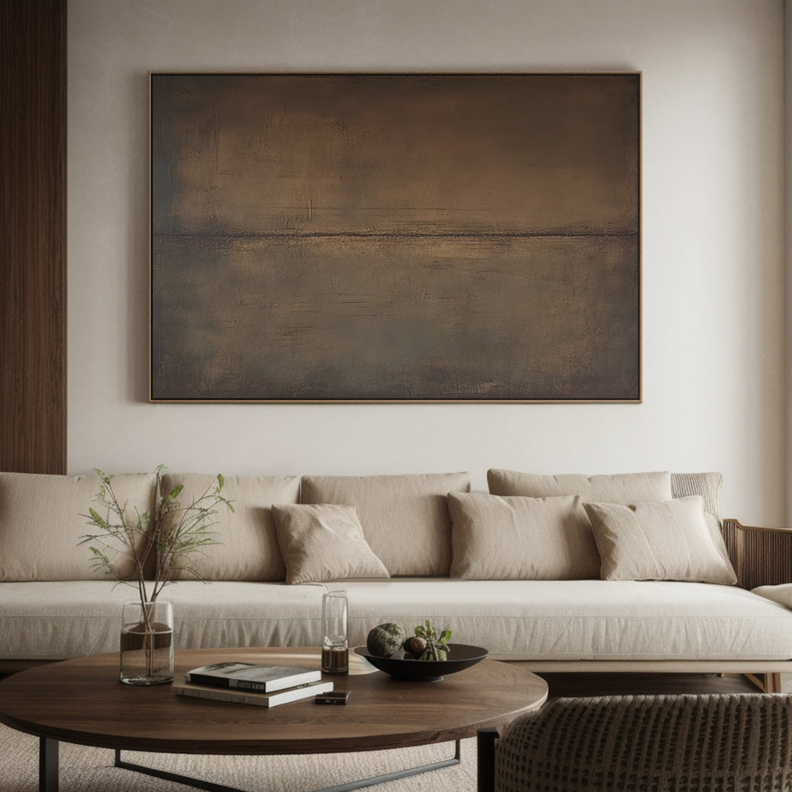 General Abstract Brown Large Canvas Wall Art for Home Decor - AURA188