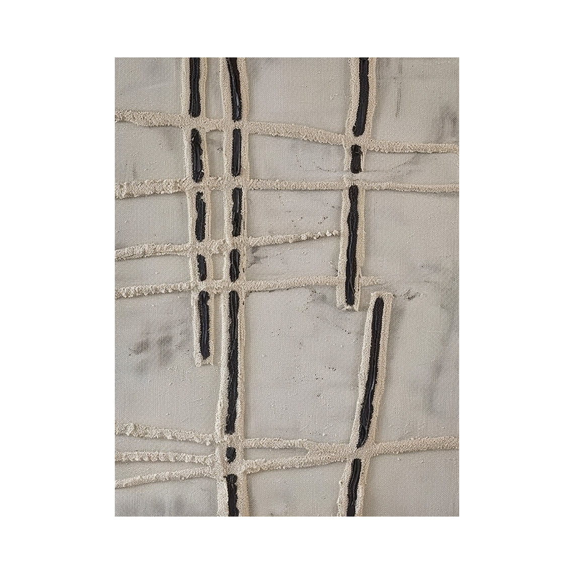 Beige Abstract Line Painting with an Irregular Textured Grid - AURA837