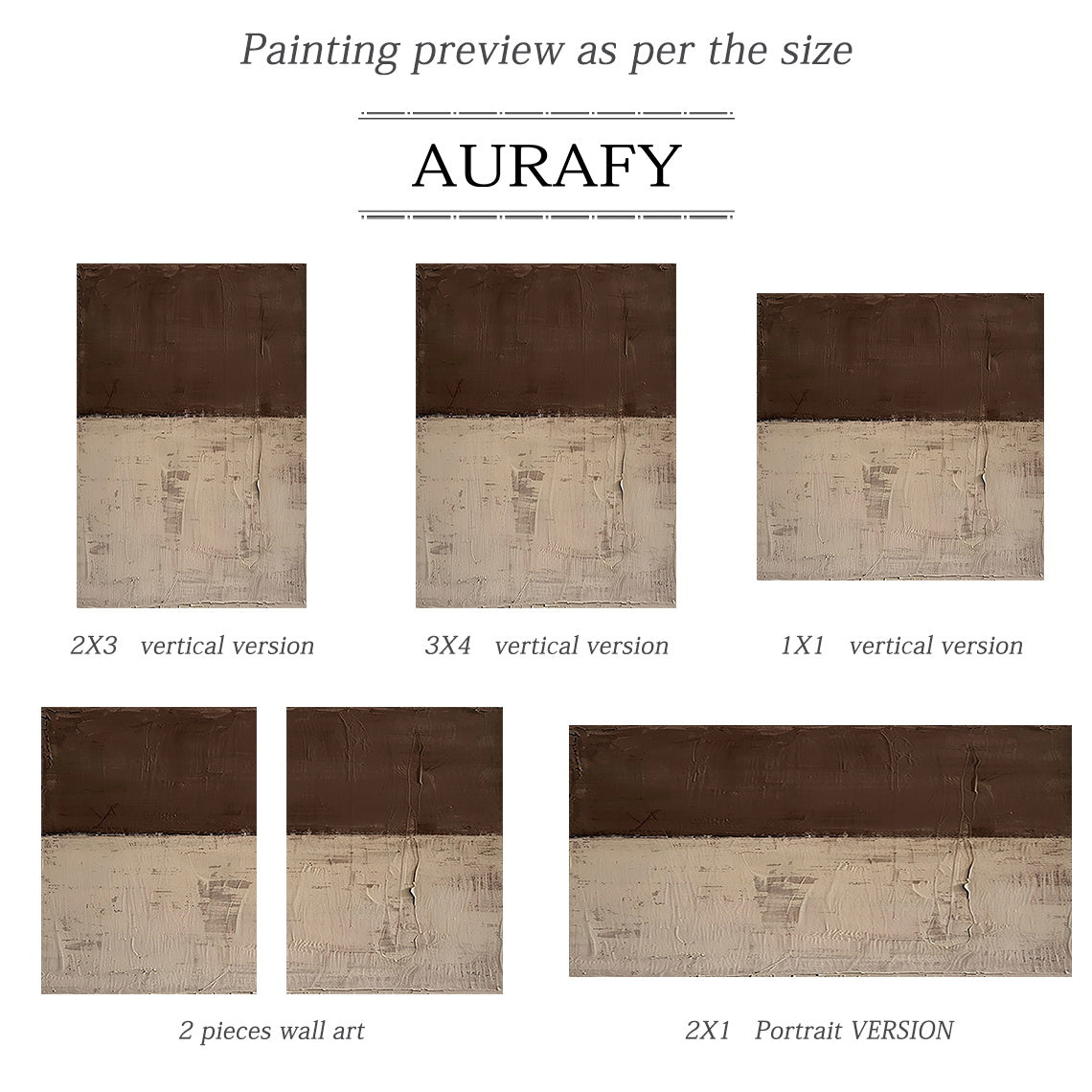 Brown & Beige Two-Tone Textured Abstract Wall Art | Wabi Sabi Japandi Minimalist Canvas | AURA810