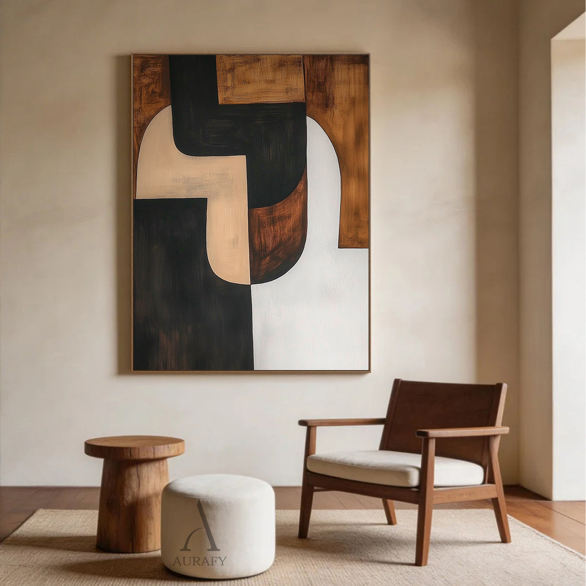 General Abstract Black Brown Modern Wall Art for Home Decor AURA386
