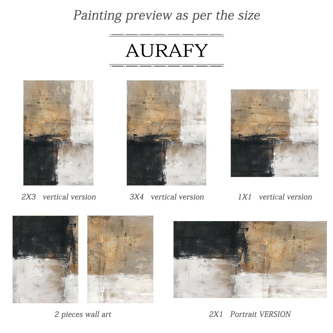 Abstract Neutral Wall Art Impasto Brushstrokes Scraped Tactile White Brown Black Modern Textured Canvas AURA503