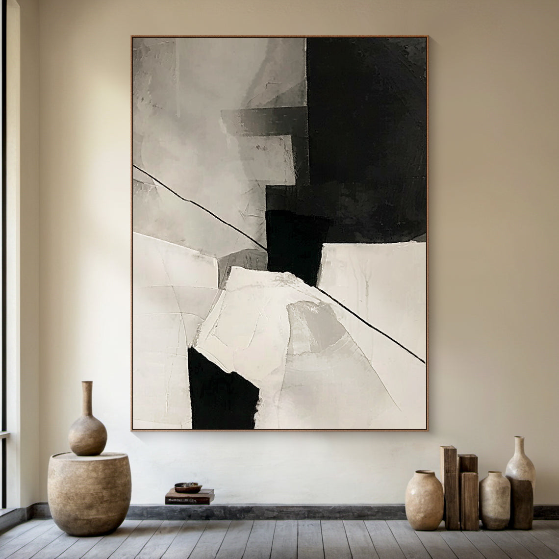 Balanced Division-Black & Beige Geometry Field-AURA145