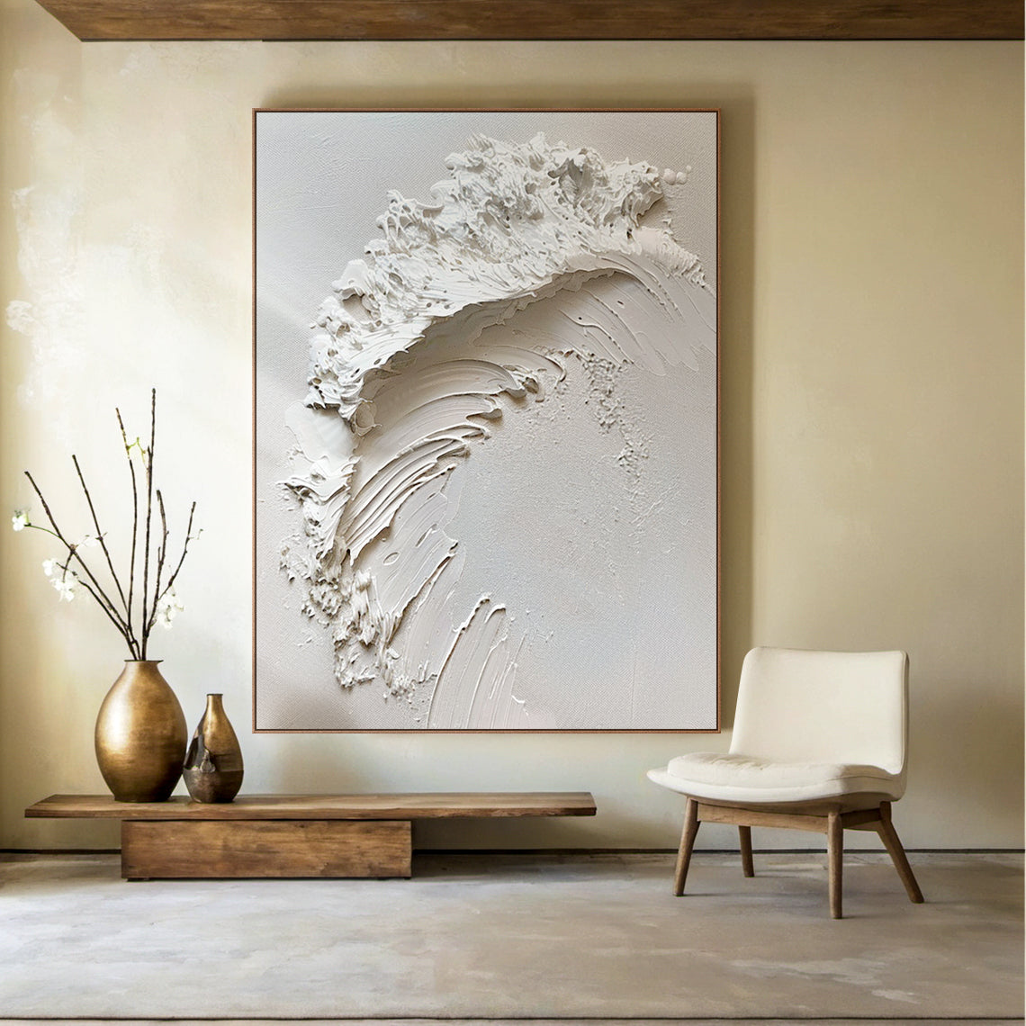 Silent Surge-White Waves & Sky 3D Touch Art-AURA120