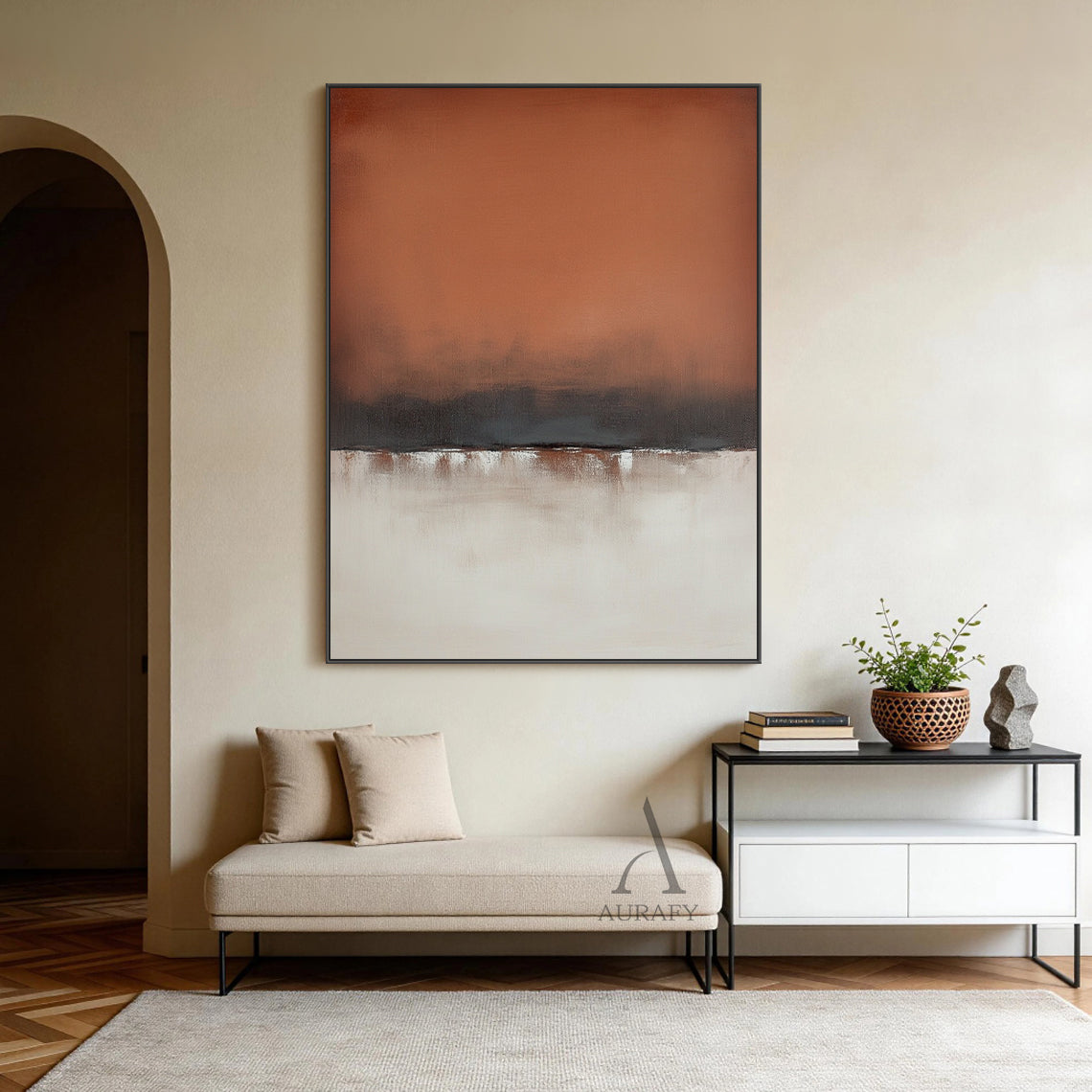 Beige General Abstract Wall Art for Modern Living Room Decor AURA371