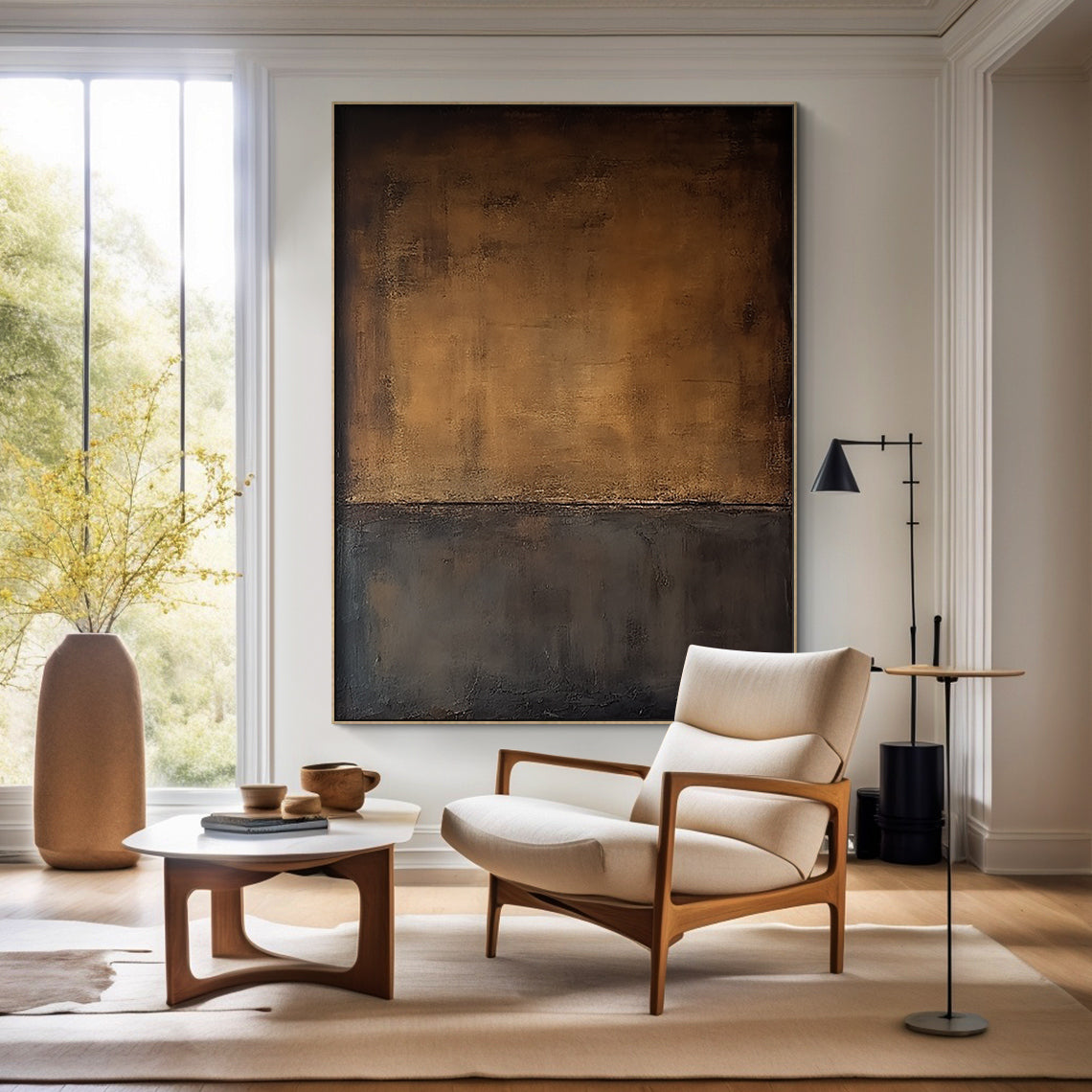 Modern Abstract Brown Textured Wall Art for Living Room Decor - AURA189