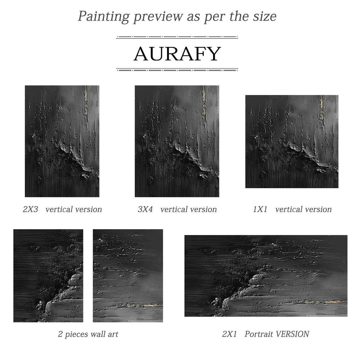 3D Textured Black Abstract Painting Tactile Surface Thick Paint Drips Scratch Marks AURA530