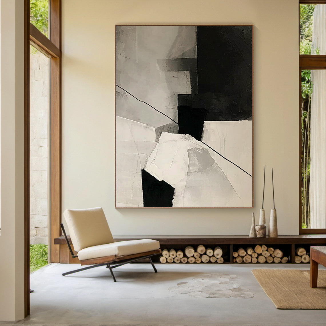 Balanced Division-Black & Beige Geometry Field-AURA145