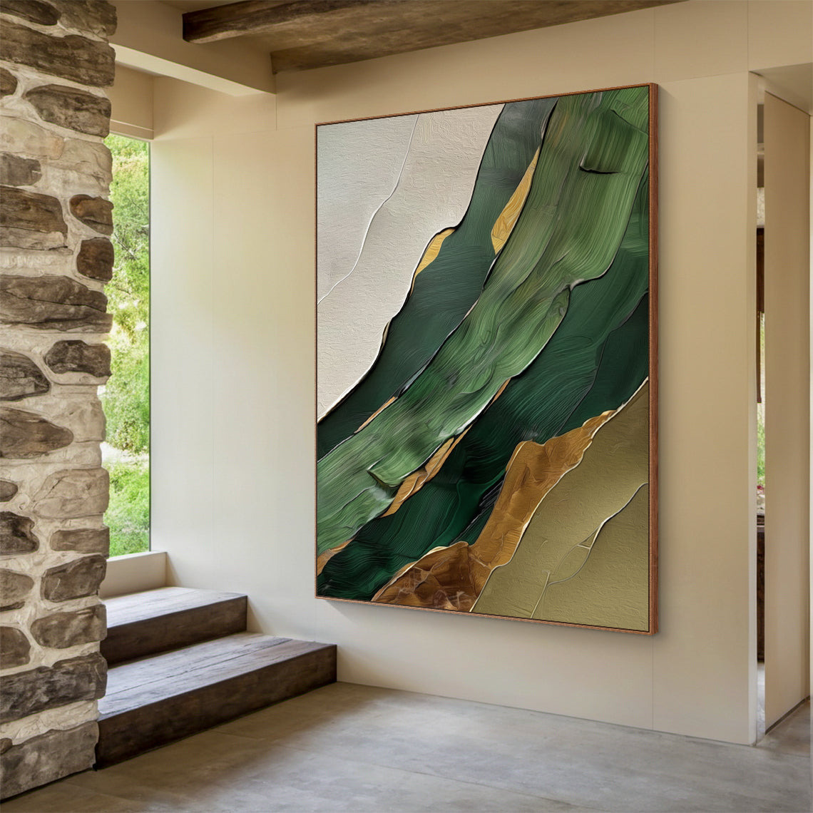 Verdant Flow-Green Abstract 3D Texture Art | AURA121