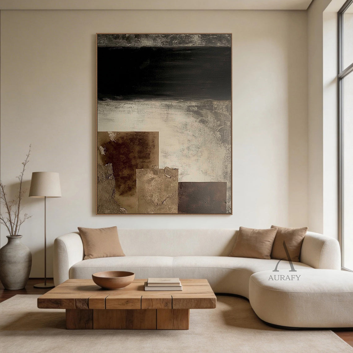 General Abstract Black Beige Canvas Wall Art for Home Decor AURA274