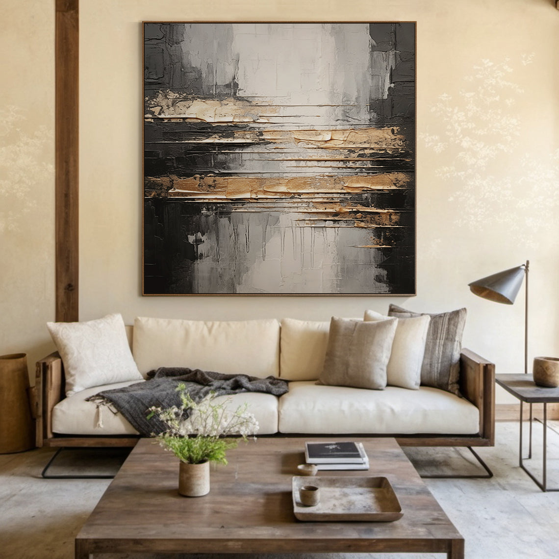 Silent Contrast-Black & Gray Abstract Spatial Field-AURA100