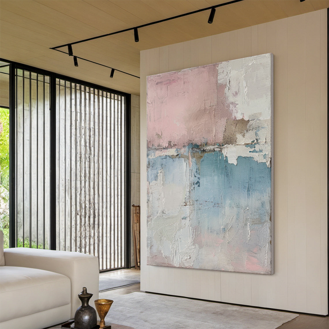 Quiet Balance-Blue & Pink Abstract Field-AURA131