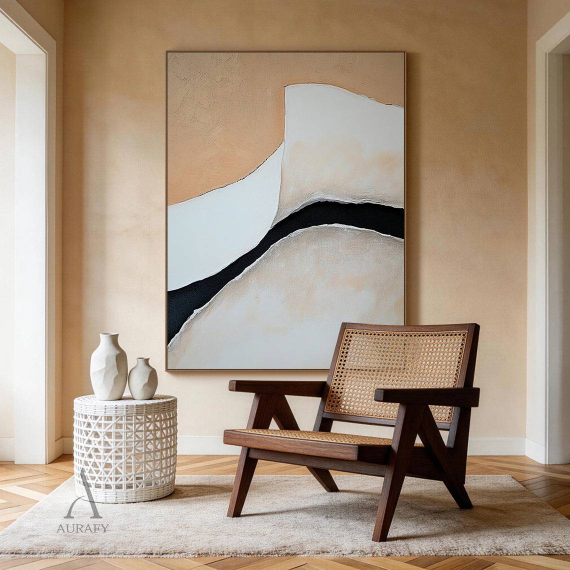 Minimalist Beige Brown Wall Art for Living Room Home Decor AURA381